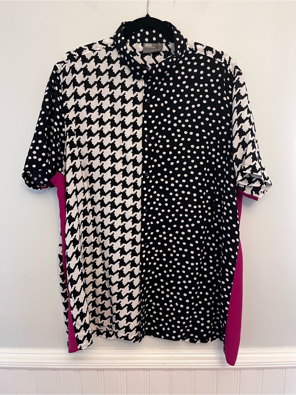 ASOS Bold Multi Pattern Button Down Shirt, Size 2XL